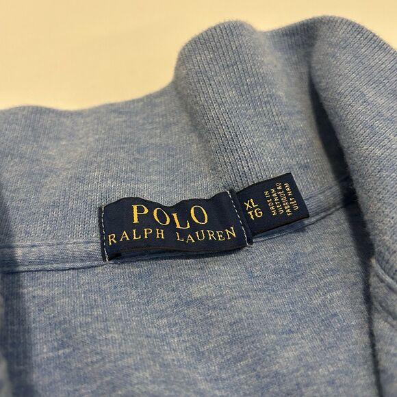 Polo Ralph Lauren Quarter Zip Pullover Light Blue 100% Cotton - Mens XL - Picture 5 of 13